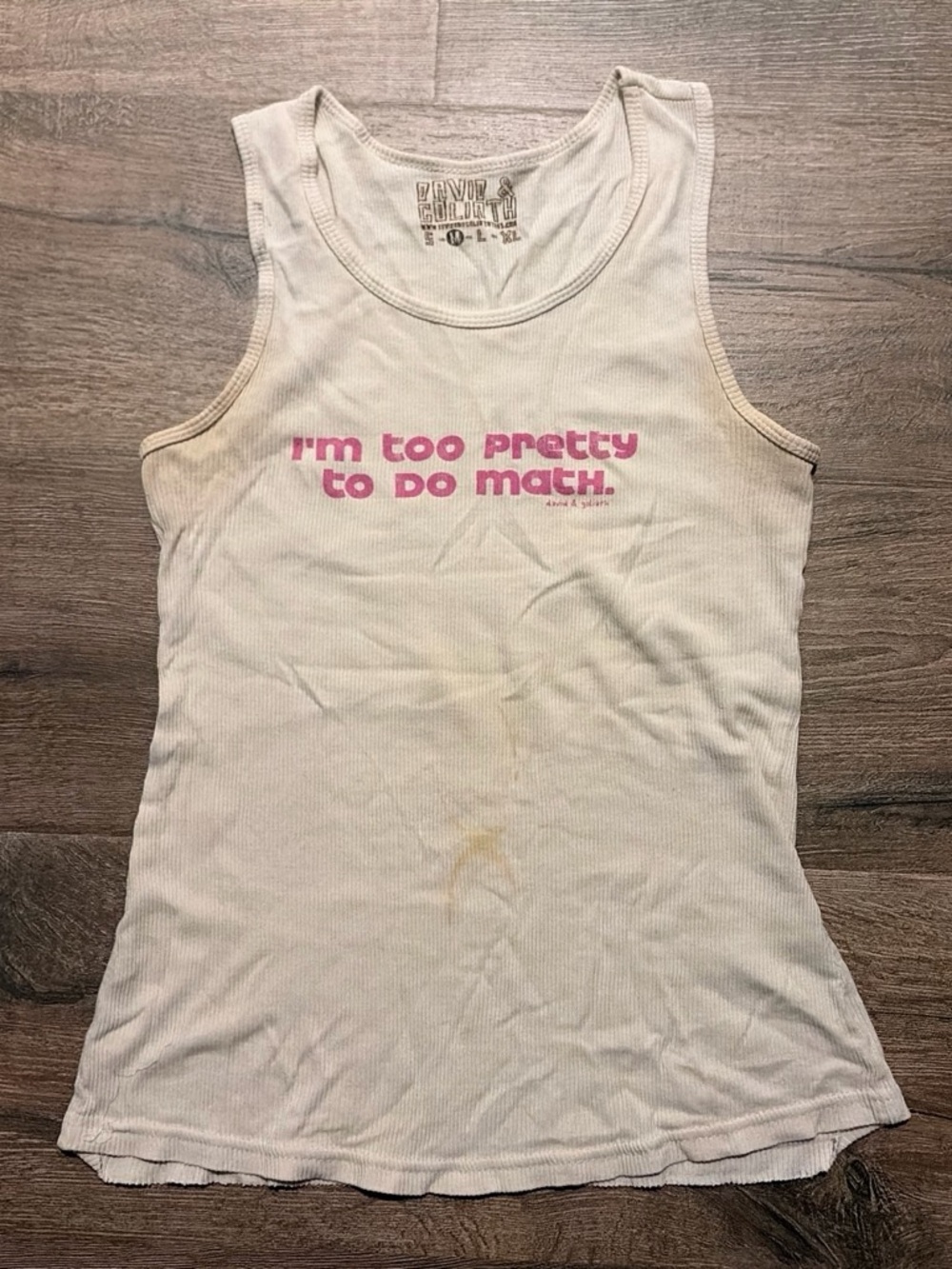 David & Goliath I’m Too Pretty To Do Math Graphic Ribbed Tank Top Medium